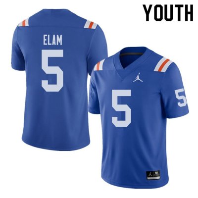 Youth Florida Gators #5 Kaiir Elam NCAA Jordan Brand Royal Throwback Alternate Authentic Stitched College Football Jersey GYW0062SD